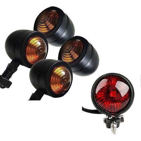 Ensemble de 5 feux clignotants arrière et feux stop pour moto style café racer, bobber ou chopper. (1/5)