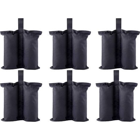 Sacs de poids pour abris instantanés robustes de qualité supérieure - Sac de sable pour pieds de tente, auvent dépliant, sac de pieds lesté (taille M - 6, noir) (1/5)