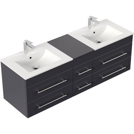 Badmöbel Roma XL 150cm anthrazit - Doppelwaschtisch SoftClose