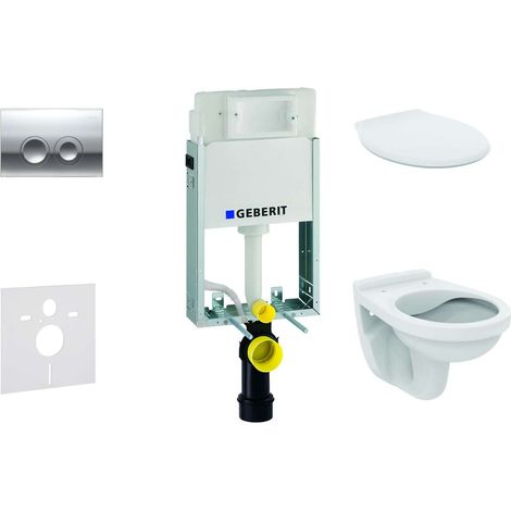 Geberit Kombifix - Installationsset für Wand-WC Alpha mit WC-Sitz, mit Betätigungsplatte Delta21, chrom glänzend 110.100.00.1 NR2