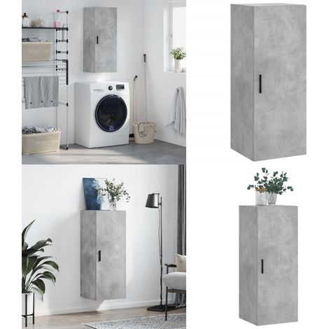 Armoire murale gris béton 34,5x34x90 cm - Armoire Murale - Meuble De Rangement - Armoire Grise - Armoire Suspendu - Étagère Murale - Home & Living