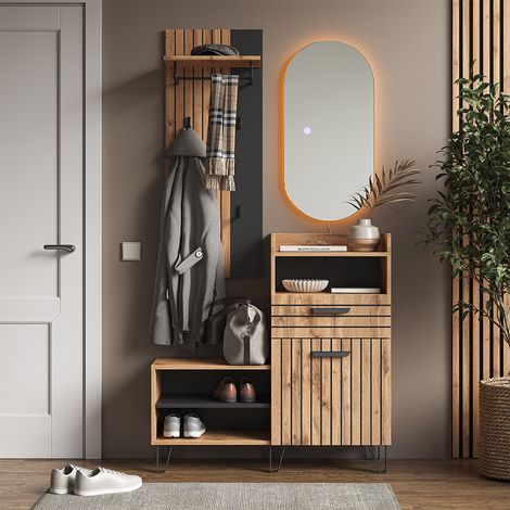 Armario Amber, Roble Wotan, 100 x 100 cm 3 partes, Vicco
