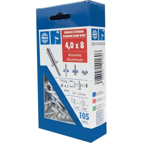Remache cabeza alomada Ø 4,0 x 8 mm bralo 115 uds (1/2)