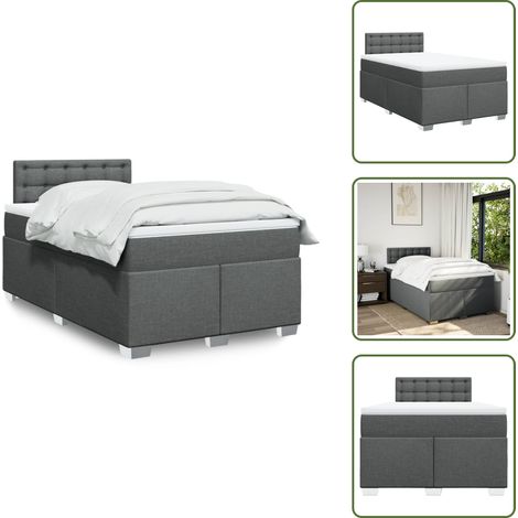 Sommier à lattes de lit avec matelas gris foncé 120x190cm tissu - Sommier À Lattes De Lit - Sommiers À Lattes De Lit - Lit - Meuble De Chambre À Coucher (1/5)