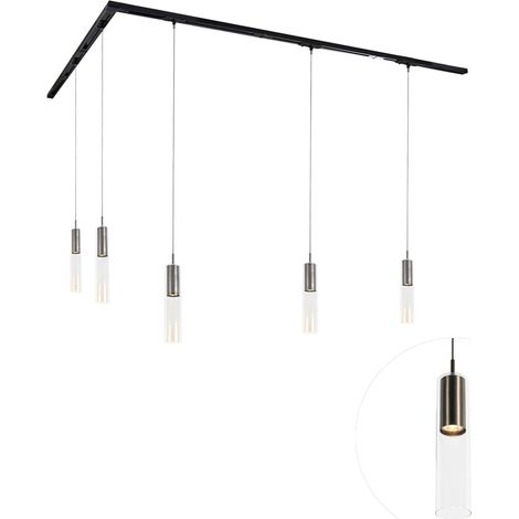 Modernes Schienensystem mit 5 Gunmetal-Pendelleuchten 1-phasig - Iconic Lloyd
