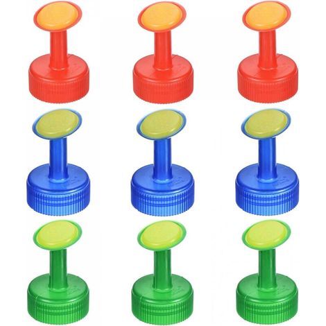 9Pcs Arrosoir Bidon Bouteille Bouchons, 28mm Diamètre Intérieur Arrosage Buse Têtes pour Jardinage, Rouge Vert Bleu