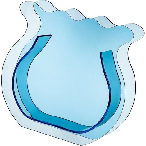 Vase aquarium transparent en acrylique épais, lisse, simple et moderne, petit aquarium idéal pour la maison, le bureau ou une chambre d'étudiant. Couleur : bleu. (1/5)