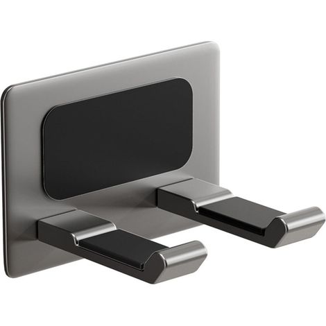 Soporte plegable para secador de pelo  Estante de pared para secador de pelo y accesorios  Instalación adhesiva sin taladrar  Gris  Paquete de 2 (1/4)