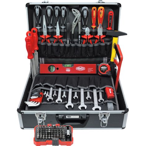 FAMEX 449-93 Mallette à outils avec un set d'outils, caisse à outils, boîte à outils (1/5)