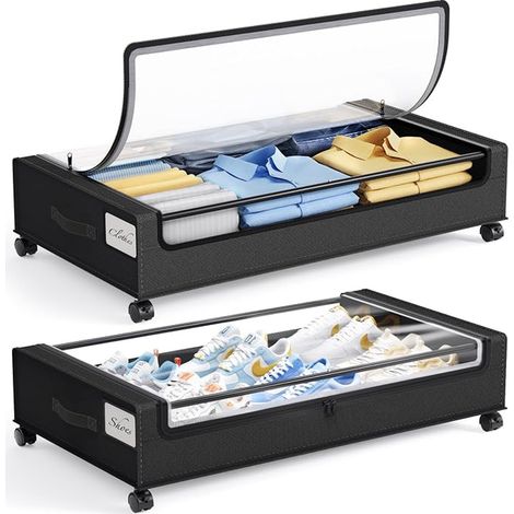Boîte de rangement sous le lit, avec roulettes, boîte de rangement pour vêtements, rangement de vêtements, pliable, grande capacité, couette, couverture (1/5)