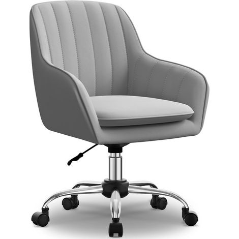 Authmic-Chaise de Bureau à roulettes réglable, Fauteuil de Bureau,Chaise de Bureau Ergonomique, Siège Pivotant, Réglable en Hauteur, Capacité 150 kg,velours, pour Bureau, Chambre,gris