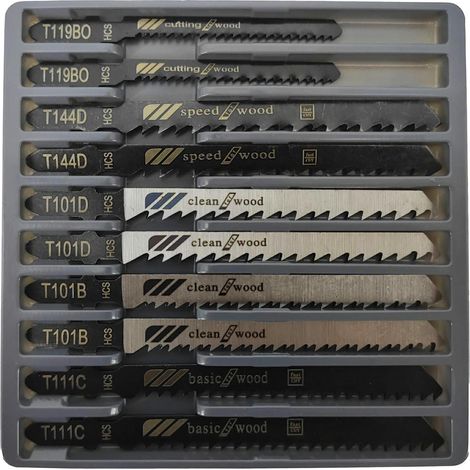 Awtools, Set de sierras de calar 10 piezas, para cortes rápidos y precisos en madera, metal y plásticos, alta durabilidad, ideal para trabajos exigentes (1/2)