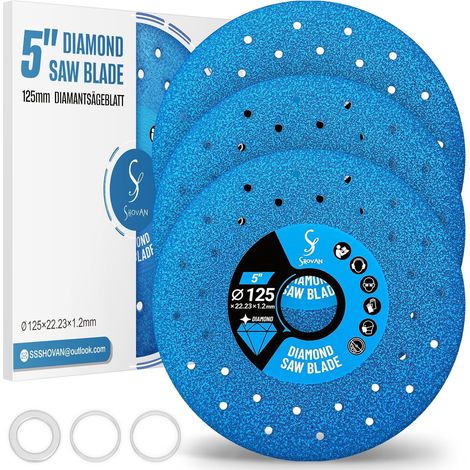 3pcs 125x22.23mm Fine Diamond Cutting Disc for Angle Grinder Special Glass Cutter for Cutting Thick Glass, Ceramics and Marble, Flexible Saw Blade Wheel (1/5)