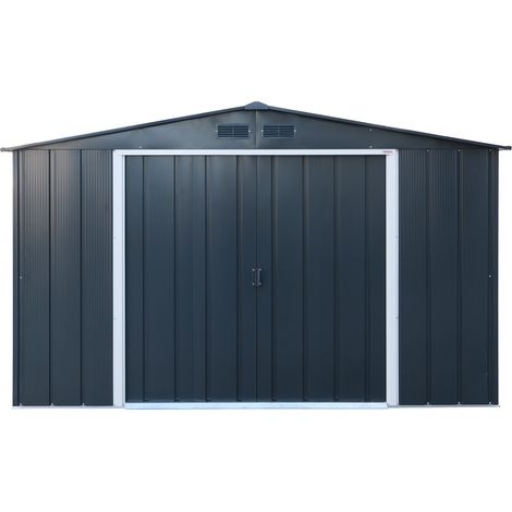 Abri de jardin métal 3,22 x 2,42 m – Surface 7,79 m² – Résistance à la neige 58,50 kg/m² – Kit ancrage inclus – Panneaux galvanisés – Tepro (1/10)