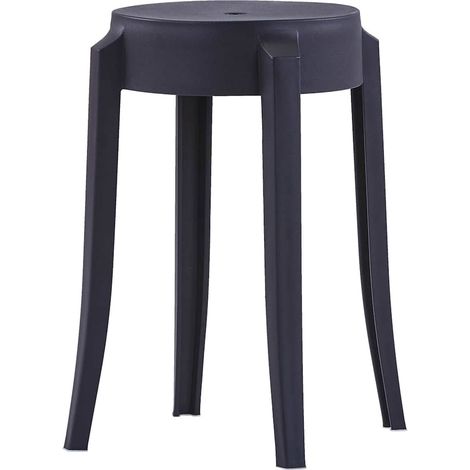 Maison Exclusive - Tabourets empilables lot de 4 noir plastique (1/5)