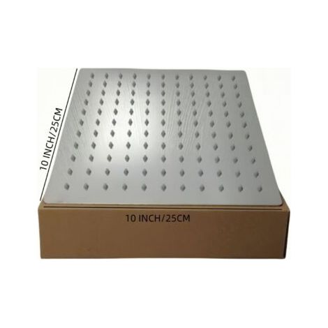 Pommeau de douche en acier inoxydable - Douche à économie d'eau, pommeau de douche carré de 25 cm, pommeau de douche à effet pluie universel, filetage 1/2 pouce (1/4)