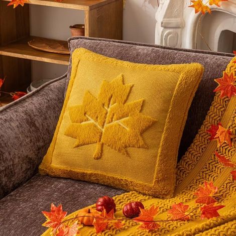 Soft plush cushions for autumn, suitable for sofas, chairs, armchairs, bedrooms, living rooms, interior decoration, 50 x 50cm (1/5)