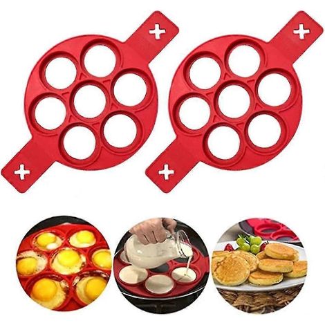 Moules à crêpes en silicone, lot de 2 moules à œufs et omelettes antiadhésifs, cadeau idéal (1/5)