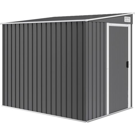 CHICFURN Caseta de jardín de metal 154 x 206,5 x 181 cm gris oscuro con base (1/5)