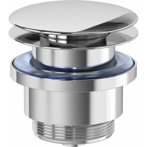 Basin Waste Sink Push Button Pop Up Bathroom Slotted & Unslotted Plug Chrome (1/2)