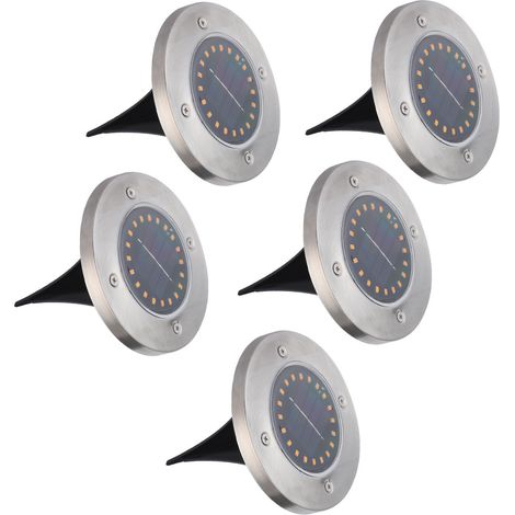 Lot de 5 lampes solaires étanches à 20 LED, à encastrer, pour la décoration extérieure de jardin, pelouse et cour. (1/5)