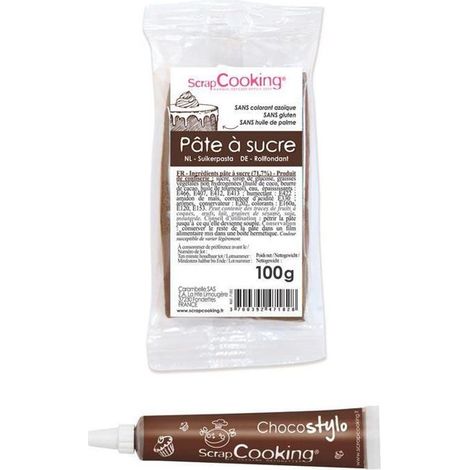 Stylo chocolat + Pâte à sucre marron 100 g