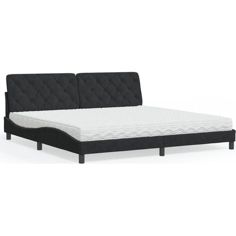 Bett mit Matratze Schwarz 200x200 cm Samt