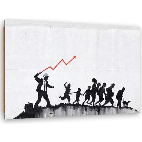 Quadro deco panel, Banksy Politica ecomonica - 90x60 (1/5)