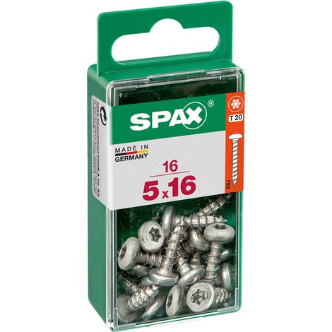 Caja de 16 unidades. Tornillo para madera Spax Cab. Redondo Wirox 5.0x16mm Spax