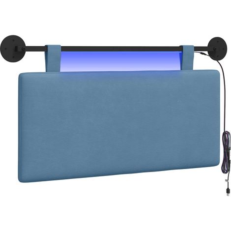 Testiera  Testata del letto sospesa Con luce LED Blu Tessuto in Cords (1/5)
