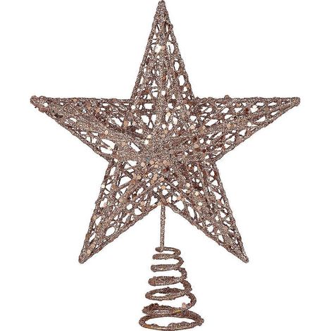 Amosfun Étoile de Noël en fer de 20 cm, décoration scintillante pour sapin de Noël (or rose)