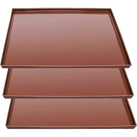 Lot de 3 plaques de déshydratation en silicone réutilisables pour la cuisson au four et le séchage des fruits.-30.00X26.00X1.00CM-Coffee (1/3)