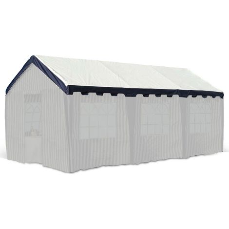 Terre Jardin – Toit de tente de réception 3 x 6 m – Toile polyéthylène 180 gr/m² – Protection contre intempéries – Coloris bleu et blanc