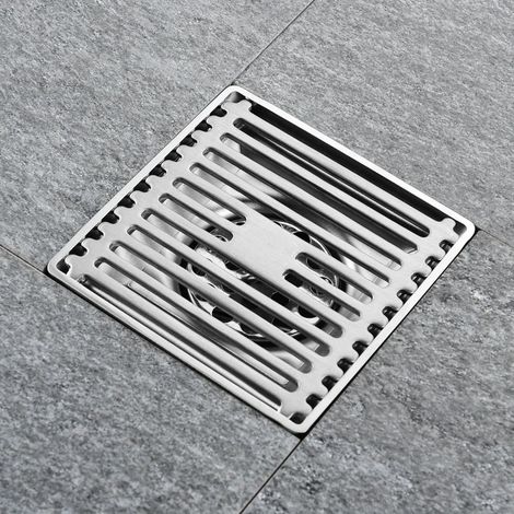 Enowelir Grille carrée en acier inoxydable pour salle de bain, évier de cuisine, douche, crépine 15 cm (1/3)