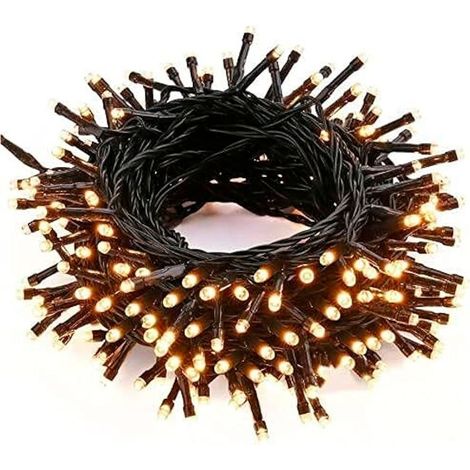 Ghirlanda LED 1608 luce bianca calda cavo nero
