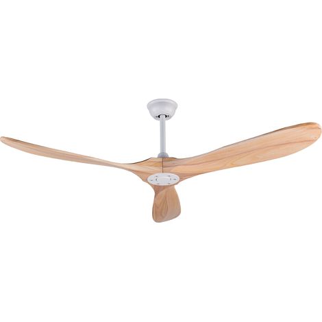 Ventilateur de plafond sans lumière 152 cm en bois naturel et métal blanc réversible - CHICFURN (1/5)