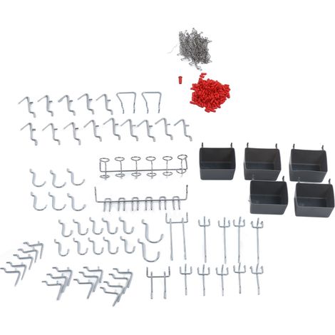 Kit d'Organisation 114 Pièces pour Garage - Crochets et Supports pour Panneau Perforé, Rangement d'Outils (1/5)