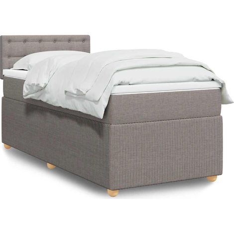 Boxspringbett mit Matratze Taupe 90x200 cm Stoff