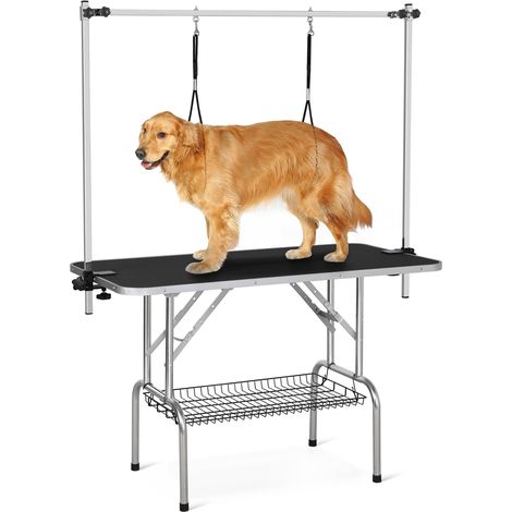 Yaheetech – Table de toilettage pliante pour chien – Potence réglable – Surface antidérapante – Capacité 120 kg – Dimensions 118 x 60,9 x 177 cm