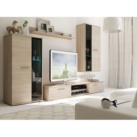 Ensemble meuble TV SALSA 159 cm en plusieurs couleurs - Couleur: Chêne - Avec Buffet