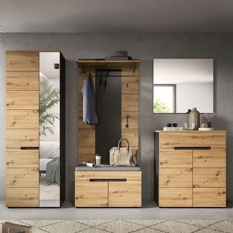 Ensemble meuble d'entré avec 5 éléments décor naturel - KANUT