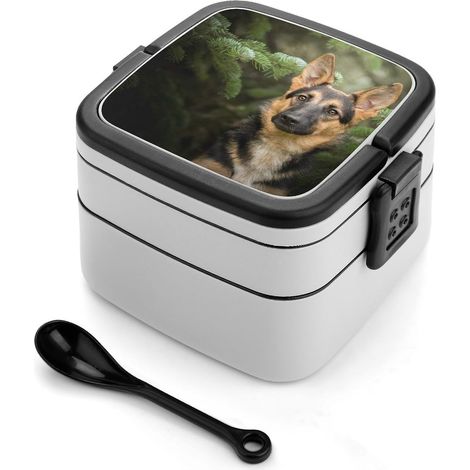 Boîte à bento double couche Berger Allemand, empilable, étanche (1/5)