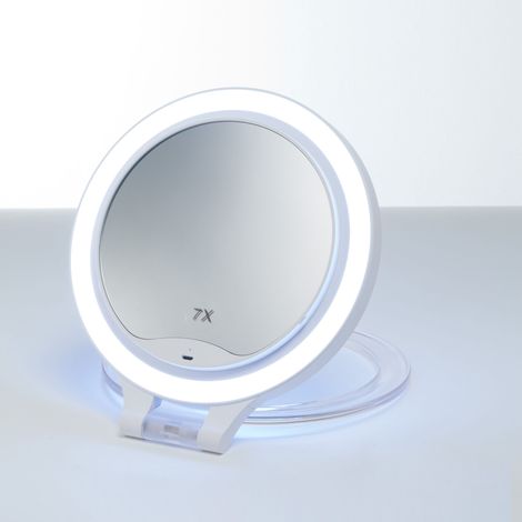 Espejo cosmético multifunción, plegable con luz LED, acabado blanco - MANILLONS TORRENT (1/3)
