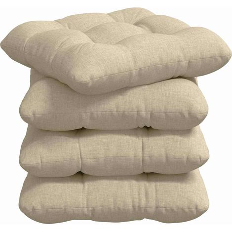 Seat Cushions 4 pcs Cream 40 x 40 x 12 cm Fabric vidaXL