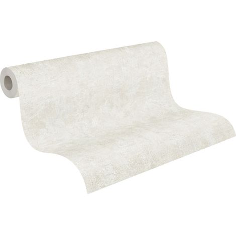Papier peint intissé aspect mur crépi Tapisserie argent effet béton Papier peint moderne résistant idéal pour chambre (1/5)