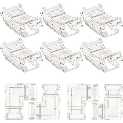 Kit de 10 conectores LED COB de 2 pines y 8 mm para tiras de luces LED COB de 8 mm