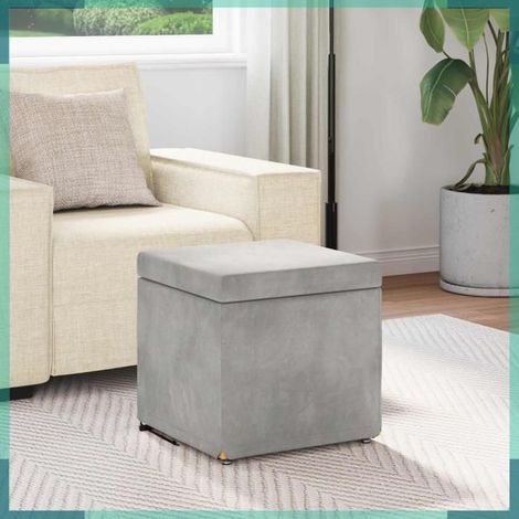 Tabouret - 876750 - Gris clair - Velours et bois composite - 41 x 41 x 40 cm (1/5)