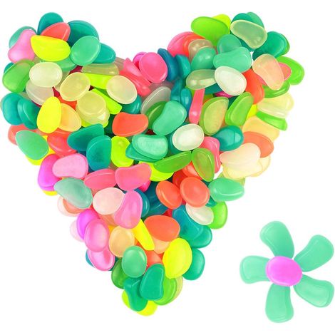 Pierres Luminescentes - 200 Pièces Résine Non Toxique pour Aquarium Jardin Décoration Extérieure Intérieure (1/5)