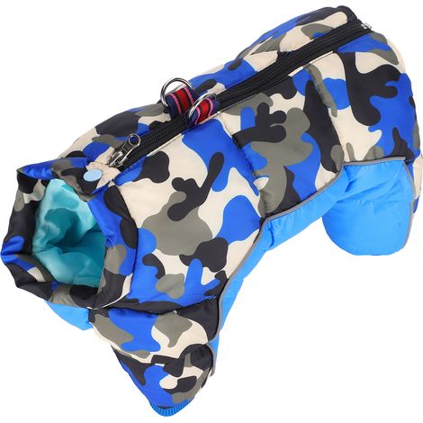 Wasserdichte Winter-Hundebekleidung, Tarnblau mit Reißverschluss am Rücken – Größe 10 (1/5)