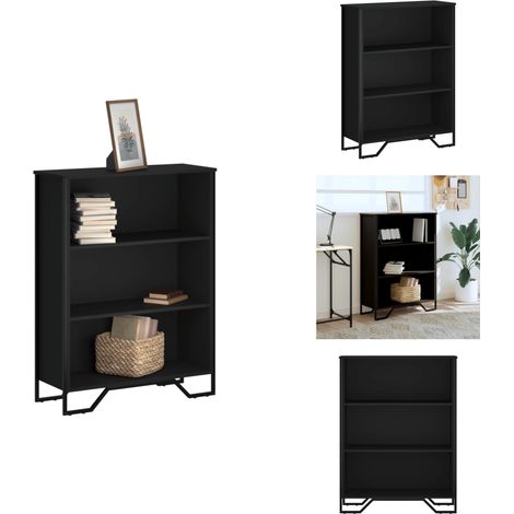 Bibliothèque noir 80x31x106 cm bois d'ingénierie - Bibliothèque - Bibliothèques - Étagère - Armoire De Rangement (1/5)